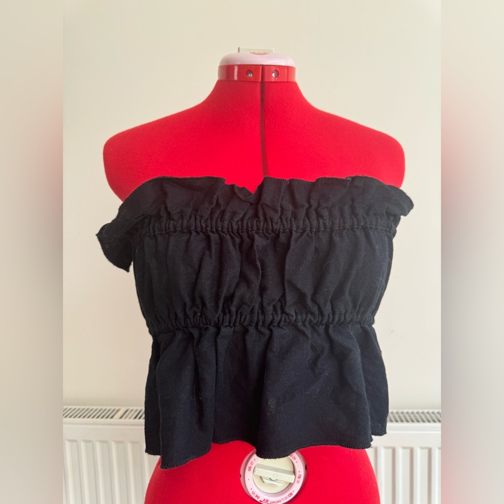 Bare Minimale Ruched Backless Tie Up Crop Top